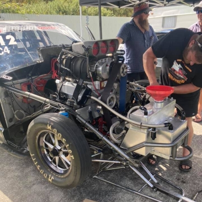 Dean Scott overcame a split fuel tank to top qualify for the 1st Auto Parts Wild Bunch Challenge. 13 Feb 2021. Meremere Dragway.