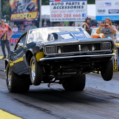 Jim Jim won Super Sedan at the IHRA NZ Nationals in 2018.
